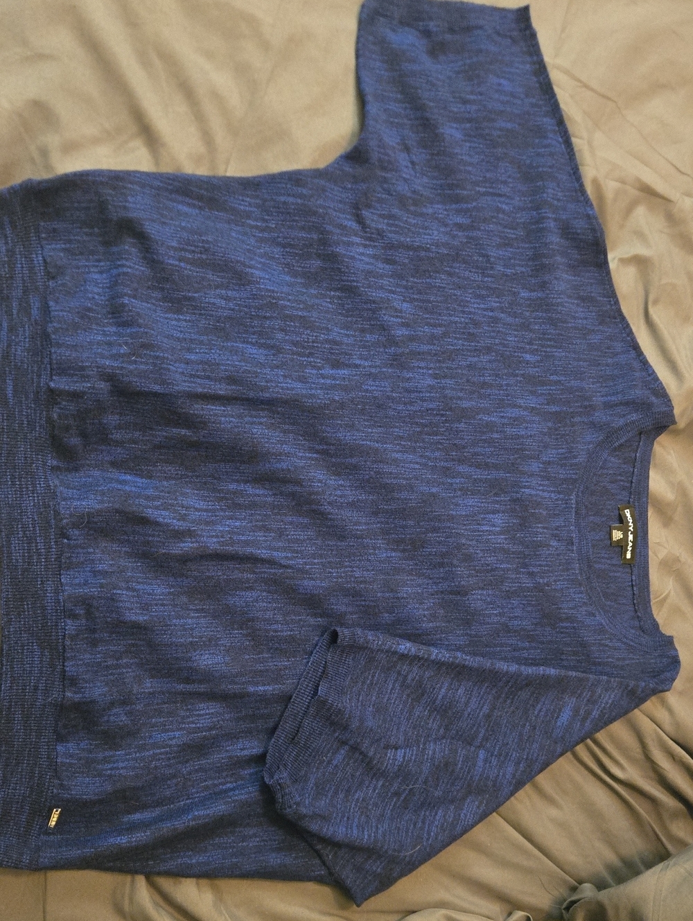 Large DKNY Women's Heathered Blue Sweater
